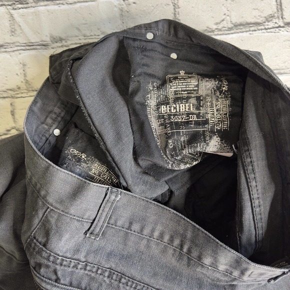 Decibel Jeans Decibel Jeans Mens 38x34 Black Denim Distressed Moto Zipper Slim Straight Fit